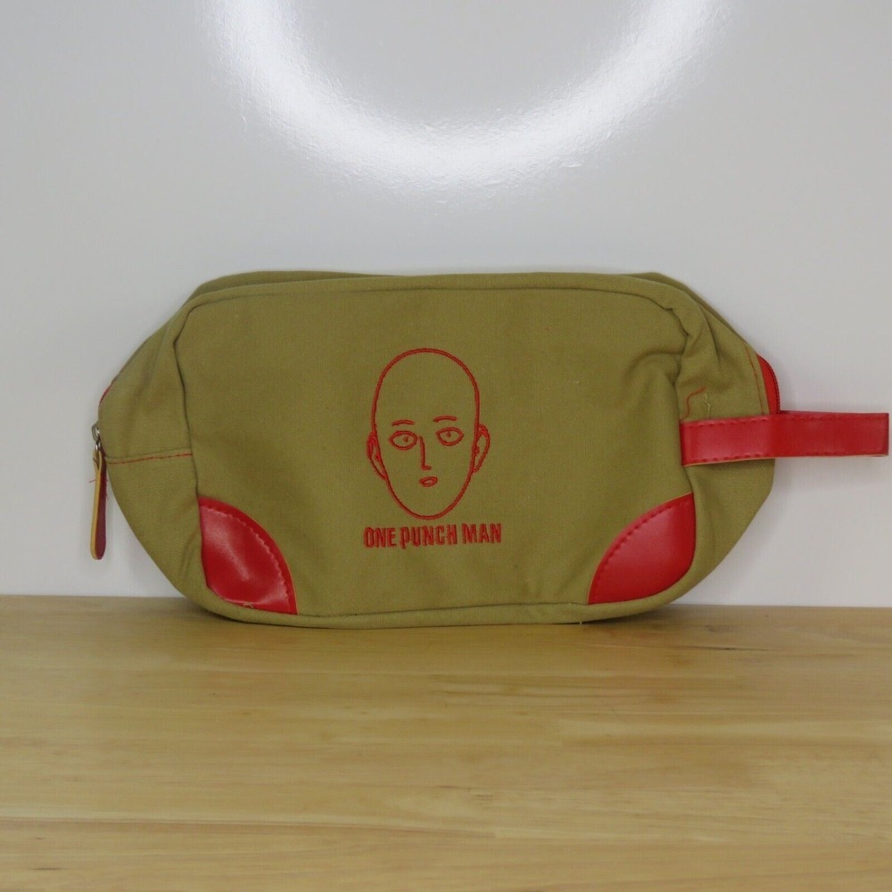 One Punch Man Canvas Travel Toiletry Dopp Kit Bag Anime Tan Red Loot Crate C4
